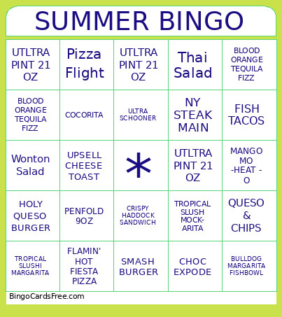 SUMMER Bingo Card