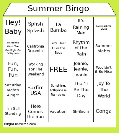 Summer Bingo Card