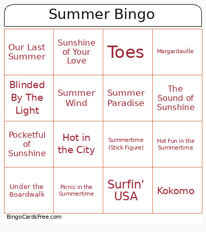 Summer Bingo Card