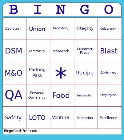 Summer Blast Bingo Card