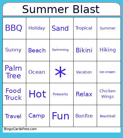 Summer Blast Bingo Card