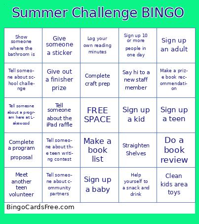 Summer Challenge BINGO