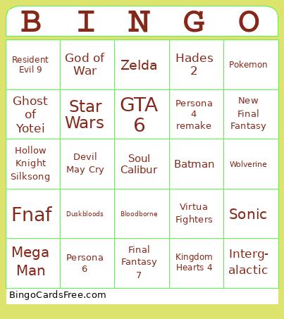 Summer Game Fest 2025 Bingo