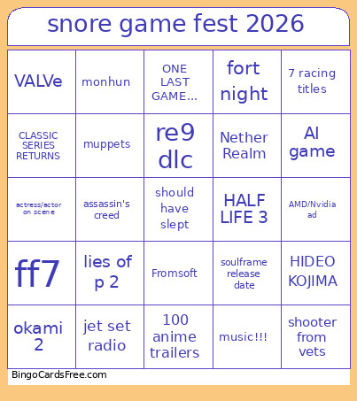 Summer Game Fest 2026 Bingo Card
