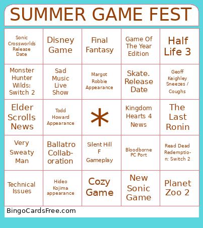 SUMMER GAME FEST Bingo