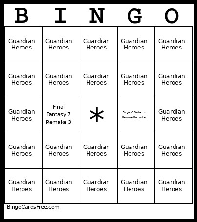Summer Game Fest Bingo Card