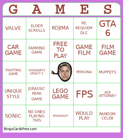 Summer Game Fest Bingo Card