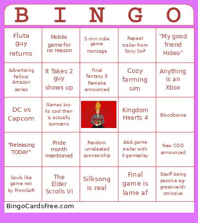 Summer Game Fest Bingo