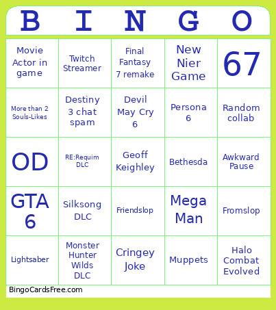 Summer Gamers Fest Bingo Card