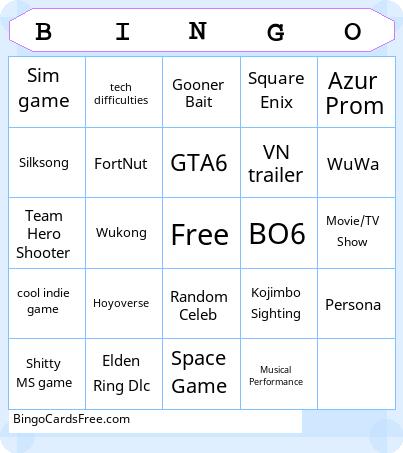 Summer Games Fest 2024 Bingo Cards Free Pdf Printable Game, Title: BINGO