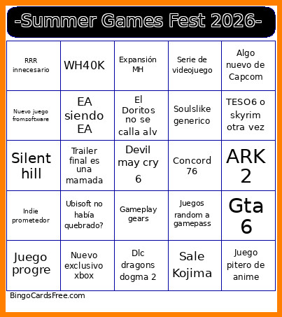 -Summer Games Fest 2026- Bingo Card