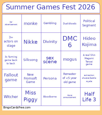 Summer Games Fest 2026 Bingo Card 4