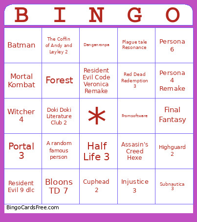 Summer Games Fest 2026 Bingo Card