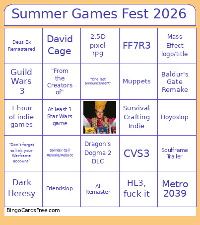 Summer Games Fest 2026 Bingo Card 2