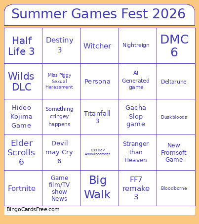 Summer Games Fest 2026 Bingo Card 2