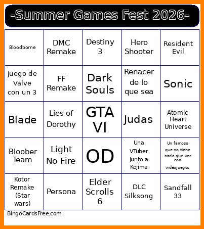 -Summer Games Fest 2026- Bingo Card