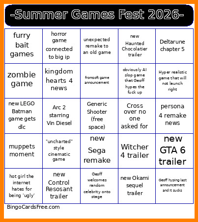 -Summer Games Fest 2026- Bingo Card