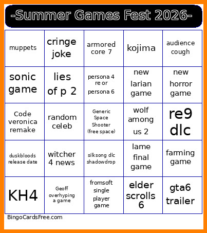 -Summer Games Fest 2026- Bingo Card 2