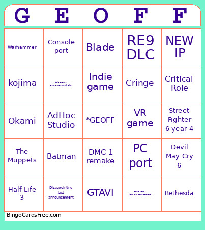 Summer Games Fest Bingo Card