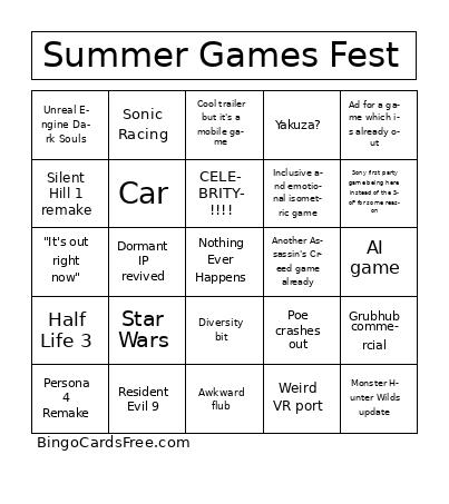 Summer Games Fest Bingo