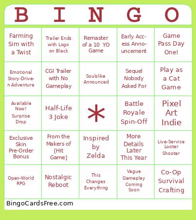 Summer Games Fest Bingo