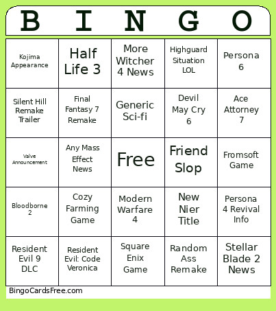 Summer Games Fest Bingo Card 2