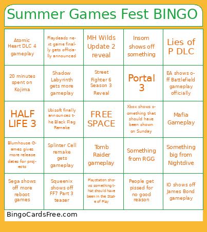 Summer Games Fest BINGO