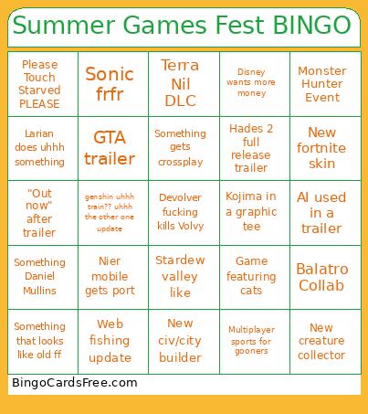 Summer Games Fest Multi Stream BINGO 