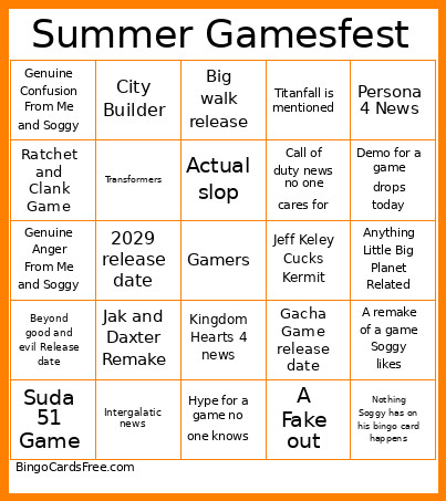 Summer Gamesfest Bingo Card 3