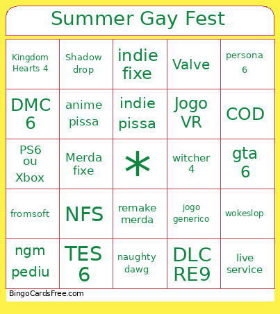 Summer Gay Fest Bingo Card