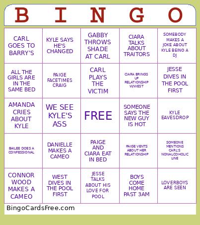 SUMMER HOUSE Bingo Card