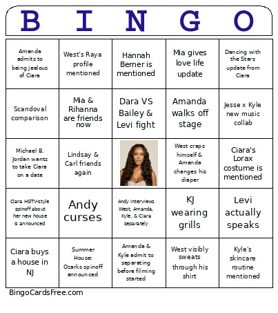 Summer House Bingo Card 2