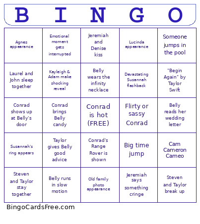 Summer I Turned Pretty Bingo Card