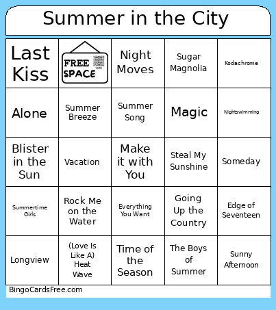 Summer In The City Bingo Card