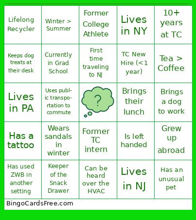 Summer Intern Bingo