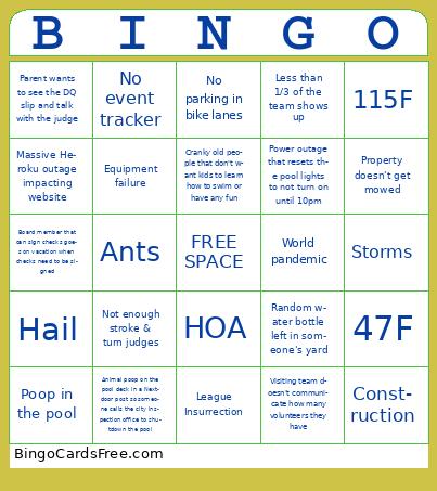 Summer League Bingo