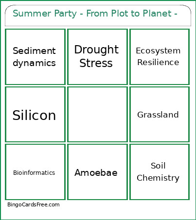 Summer Party - From Plot To Planet - Bingo Card