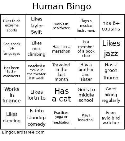 Summer Shindig Bingo Card