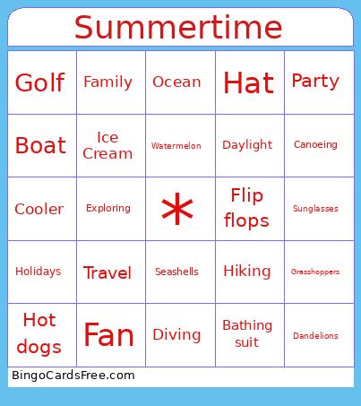 Summer Theme Bingo