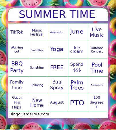 SUMMER TIME Bingo