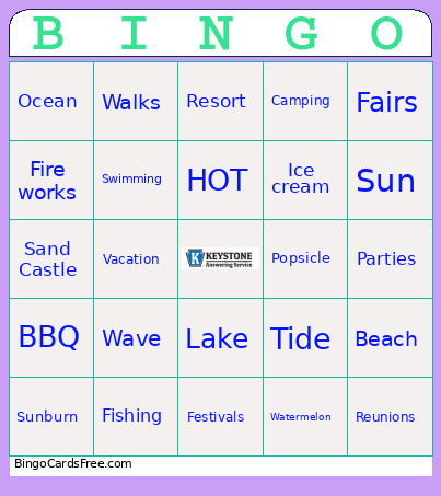 Summer Time Madness Bingo Card