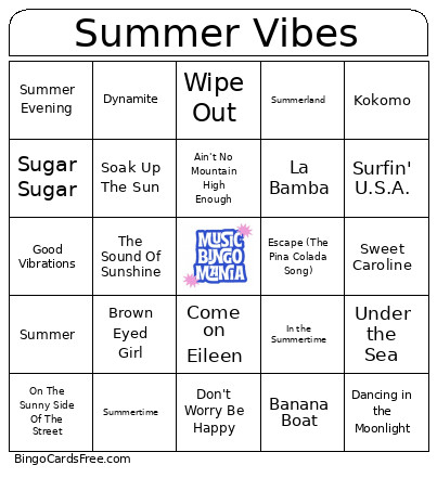 Summer Vibes Bingo Card