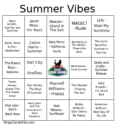 Summer Vibes Bingo Card
