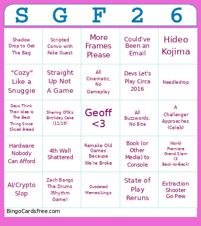 SummerGamesFest_2026 Bingo Card