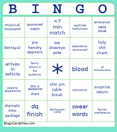 Summerslam 2026 Bingo Card