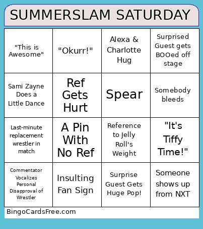 SUMMERSLAM SATURDAY Bingo