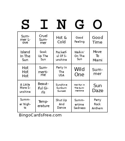 Summertime Madness Bingo
