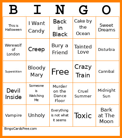 SummerWeen Bingo Card