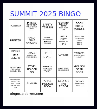 SUMMIT 2025 Bingo Card