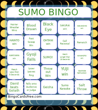 Sumo 2 Bingo Card